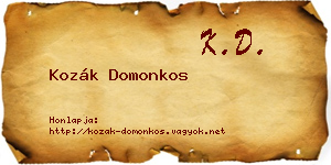 Kozák Domonkos névjegykártya